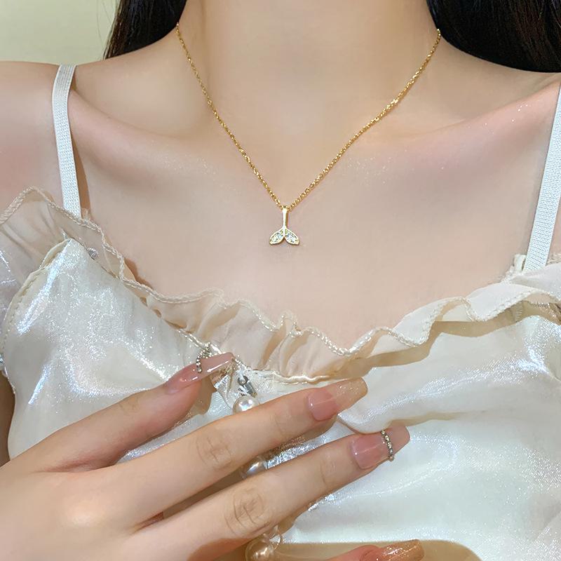 Ожерелье из титановой стали «Рыбий хвост» — модная, шикарная и универсальная цепочка на ключицу для женщин