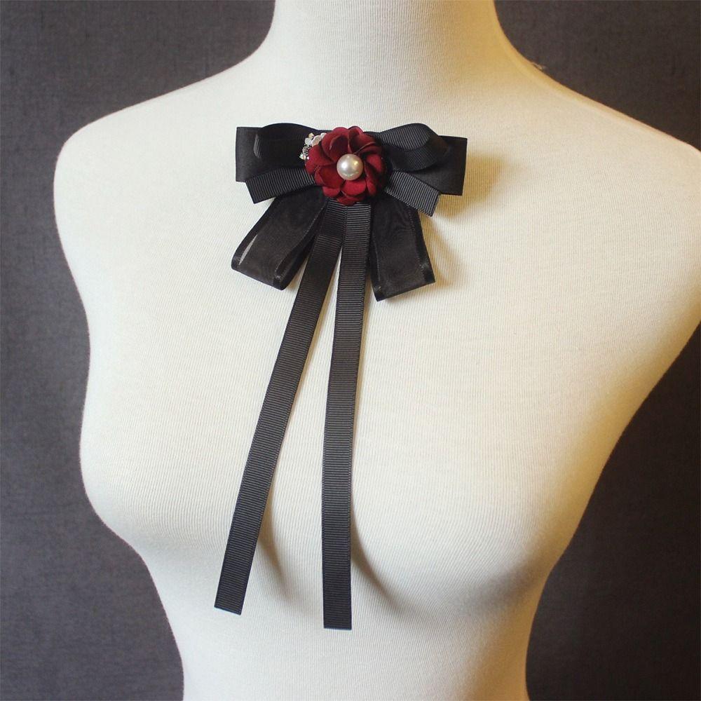 College Style Ribbon Bow Tie Black Bowknot New Collar Flower  For Women Girls