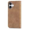 For iPhone 16 Leather Case with Card Holder Magnetic Absorption Phone Cover - Brown