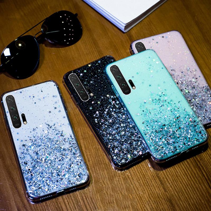 Transparent Girls Star Glitter Case For Samsung iPhone Huawei Honor Xiaomi Poco Redmi OPPO VIVO