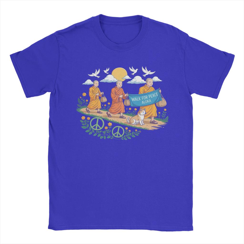 Walk for Peace Aloka Buddhist Monks T Shirts Unisex Womens Cotton Cool TShirt Tees Short Sleeve Clothes Birthday Present