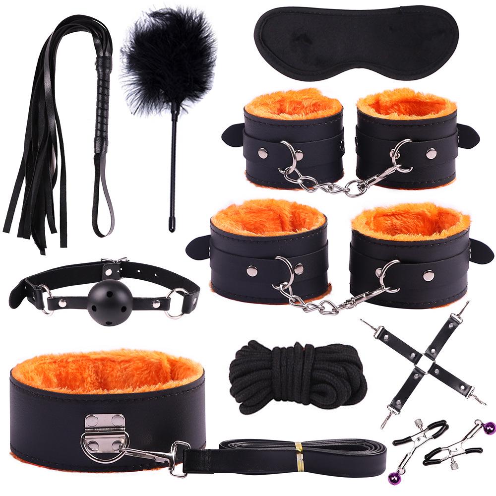 SM Products Restraints Support Customize Roleplay Leather Handcuffs Lesbian Foreplay Adult Sex Bondage BDSM Kit for Couples