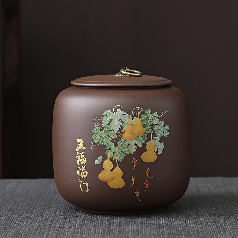 Черный домашний кухонный фиолетовый глиняный чайник для чая большой герметичный керамический чайник для хранения пуэра домашний чайник для чая черная банка для чая оптом