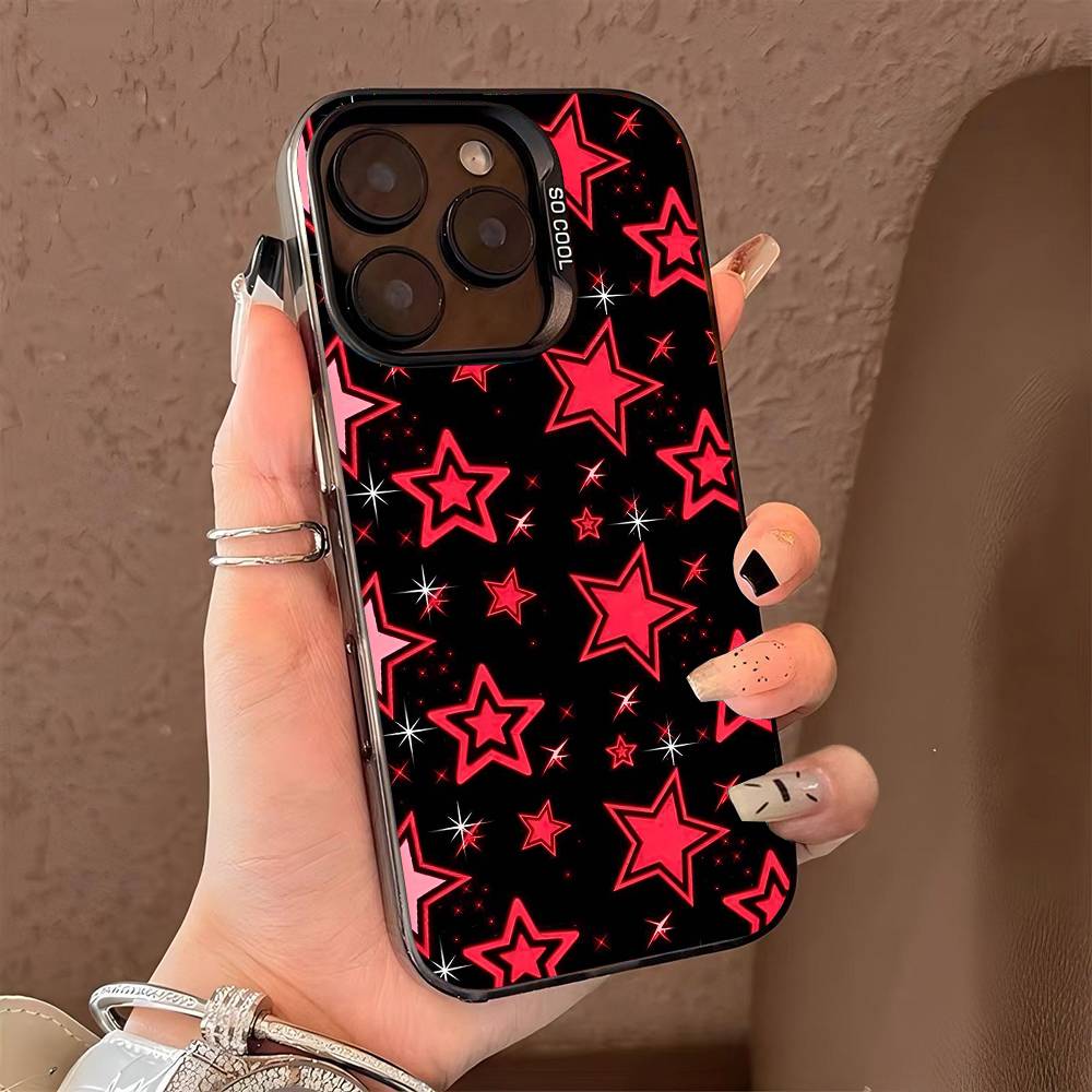 Чехол со звездами для iPhone 17 17Air 16 15 14 13 12 11 Pro Max Plus Цветной Серебристый