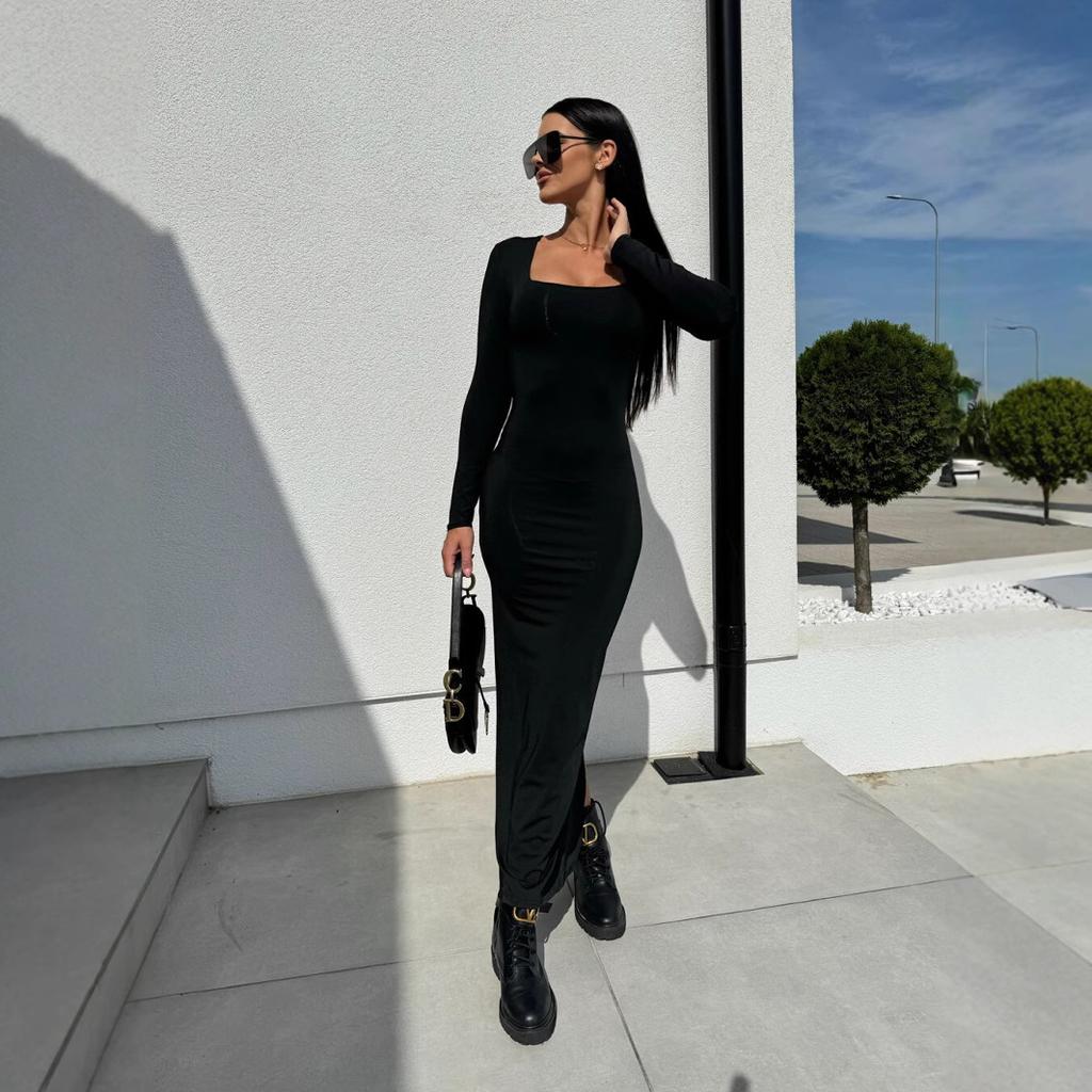 Женское сексуальное облегающее длинное платье-туника с леопардовым принтом, квадратный вырез, для горячих девушек, с разрезом