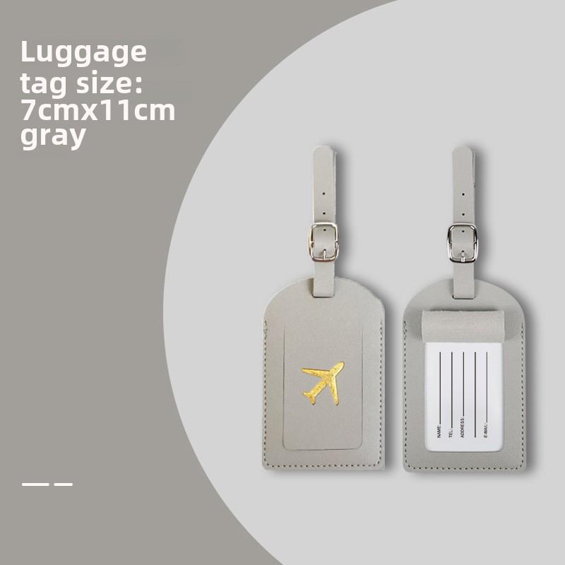 "PU Leather Luggage Tag & Passport Cover Set with Cross-Border Airplane Design"