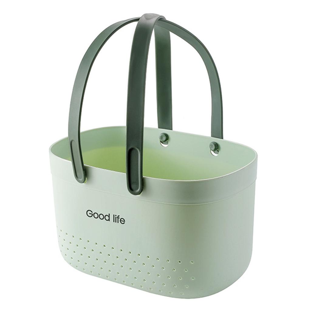 Корзина для ванны с ручкой Полые сливные корзины для хранения Сумка для душа для дома Ванная комната Кладовая Кухня Органайзер для шампуня и закусок Косметический органайзер ASL