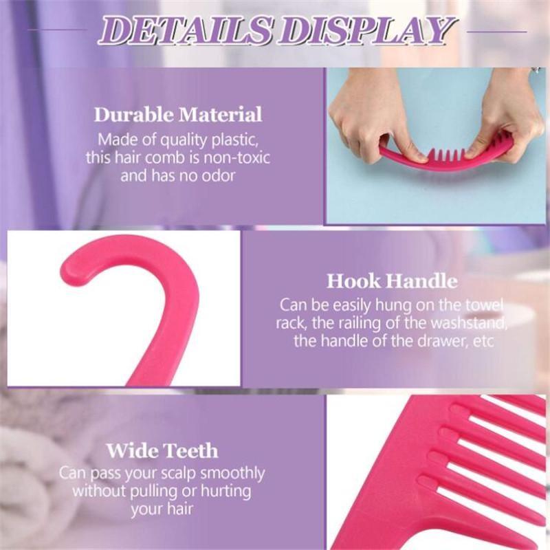 3 Pack Hair Comb Large Wide Tooth Comb Shower Combs Curl Wet Comb for Long, Wet or Curly Hair Detangling Blood Circulation Salon Tool