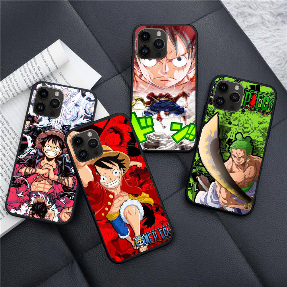 Мягкий черный чехол BW-35 One Piece Luffy Zorro для iPhone XR 14 15 11 12 13 6 7 8 X XS Pro Max Samsung S22 S23 S21 S24 FE Ultra S8 Plus
