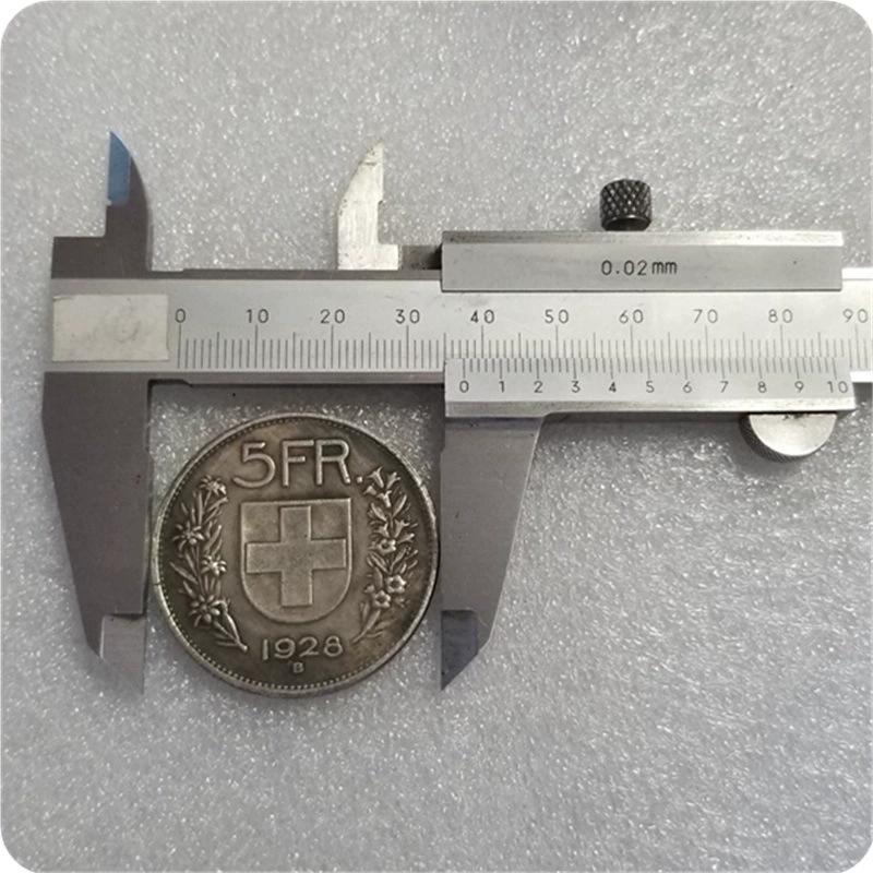 Швейцария 1928-B Серебряные монеты 5 франков Медаль Альбом Крипто-челлендж Монеты