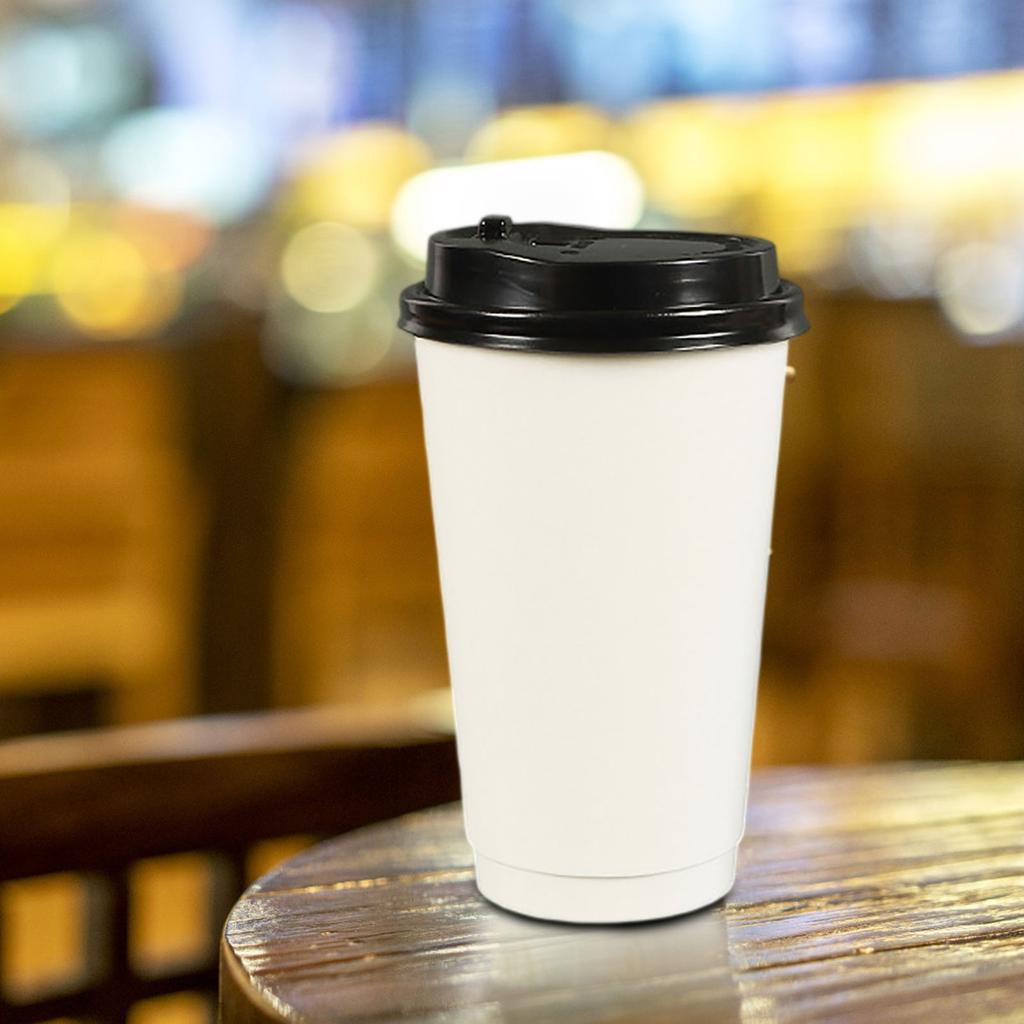 25 Pack Disposable Paper Coffee Cups With Black Dome Lids - Suitable For Hot Drinks, Cold Drinks, Coffee, Tea, Cocoa, Travel, , Home, Cider, Hot Cho