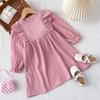 Новое корейское детское платье весна-осень с оборками и длинными рукавами, платье принцессы, винтажный стиль, платье для девочек