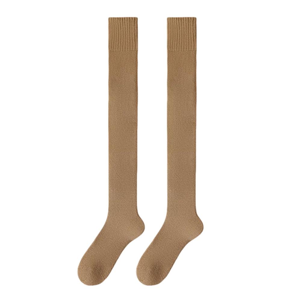 1 Pair Solid Color Women's Socks Thicken Over-Knee Socks Warm Thick Stockings Autumn and Winter