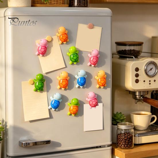 Resin Turtle Decorations 5Pcs Mini Refrigerator Magnet, Colorful Tortoise Fridge Decorative Animal Magnets Home Office Kitchen Locker Accessories