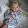 24-дюймовая мягкая тканевая кукла-реборн Maggi Wear Blue Floral Romper, ручная работа, 3D-раскрашенная имитационная кукла, реалистично выглядящая кукла-реборн для косплея, девочка