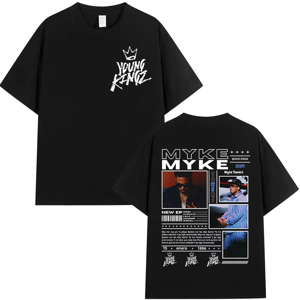 2025 Rapper Myke Towers Europe Tour Tshirts Men Women Fashion Hip Hop Short Sleeve Tshirt Cotton Oversized T Shirts Streetwear
