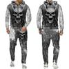 Cool Skull 3D Printed Black Zipper Hoodie Pants Suit Gothic Punk Style Men Women Tracksuit Set 2023 Halloween Streetwear Costume