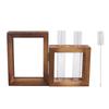 Plant Propagation Station Wooden Stand with 2 Glass Test Tubes Wooden Frame Glass Hydroponic Test