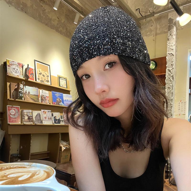 Ruth Early Autumn Hat Women's Street Fashion Sequins Baotou New Alphabet Pullover Stack Flat Top