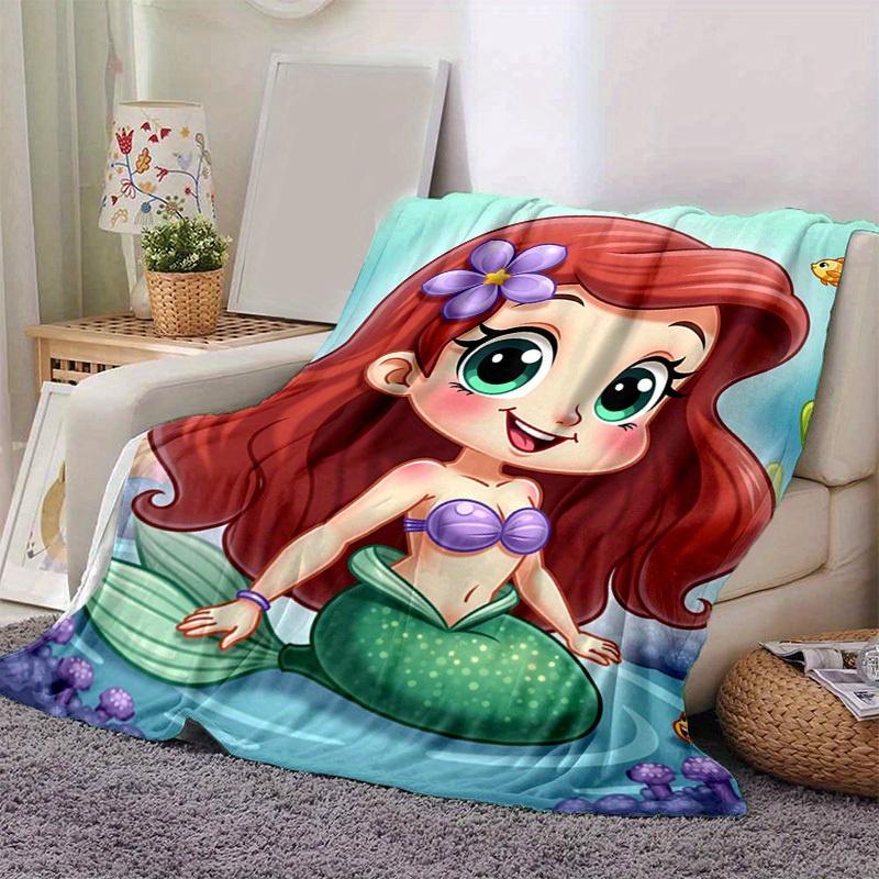 1pc. Cute Cartoon Mermaid Design Blanket, Soft Throw for Home Decor, Gift Idea, Soft Flannel Throw Blanket, Versatile & Cozy for Bedroom, Suitable for