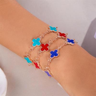 Новый браслет с четырьмя листами клевера для женщин, корейский простой браслет с цветочной ракушкой для матери, универсальная цепочка ручной работы с четырьмя листами клевера на удачу