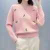 Embroidered Round Neck Sweater Autumn New Top Pullover Long Sleeved Base Knit Sweater