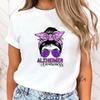 (High Quality T Shirt)new Alzheimer's Awareness Print T Shirts Women Casual Round Neck Tees Top Summer Cool Loose Short Sleeve