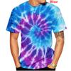 Винтажные футболки для мужчин с принтом 3D Tie Dye, короткие рукава, летняя модная футболка, свободная футболка большого размера, мужская одежда