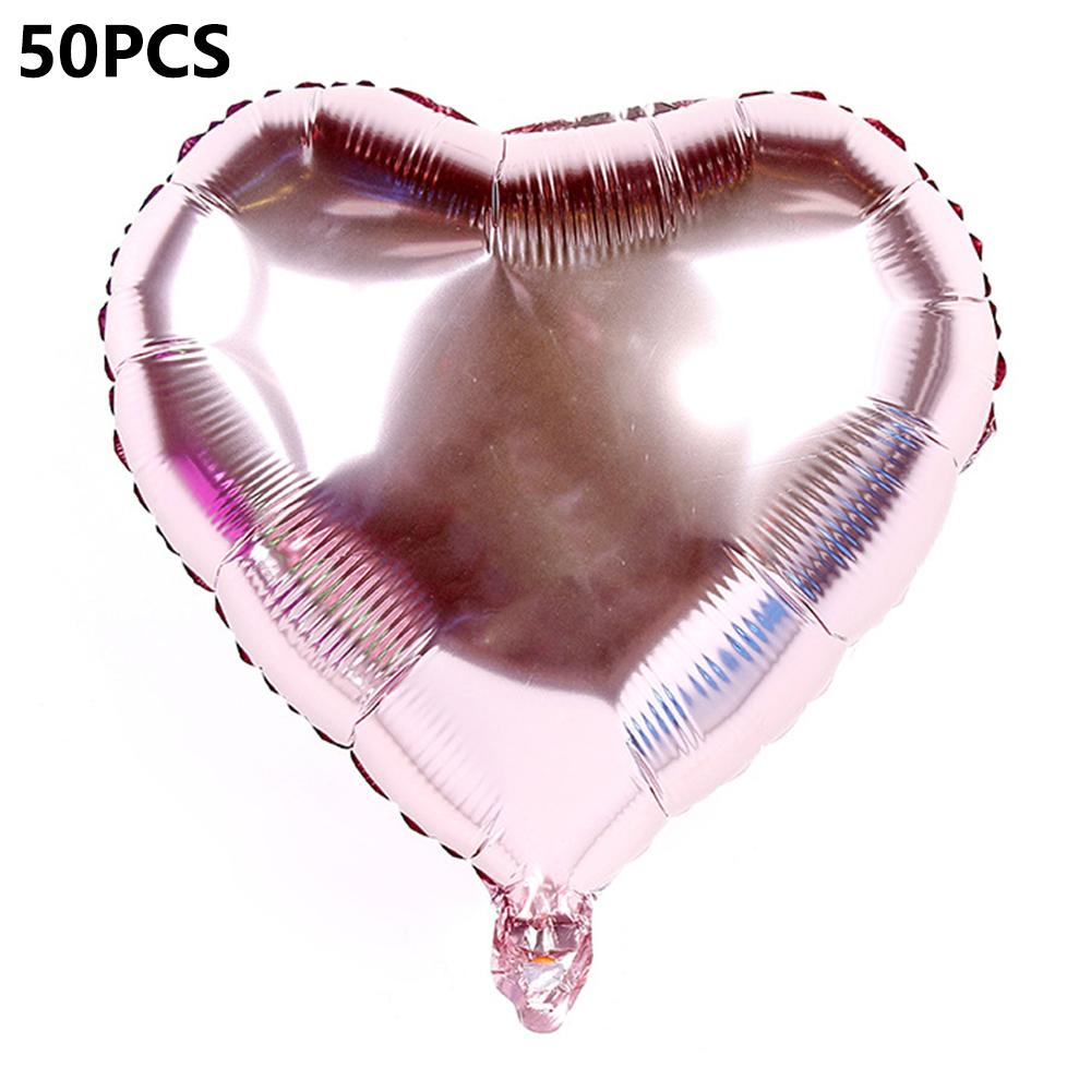 PJ-Q11 50Pcs 44cm Colorful Heart Shape Aluminum Foil Balloons Inflatable Balloons for Birth Wedding Birthday