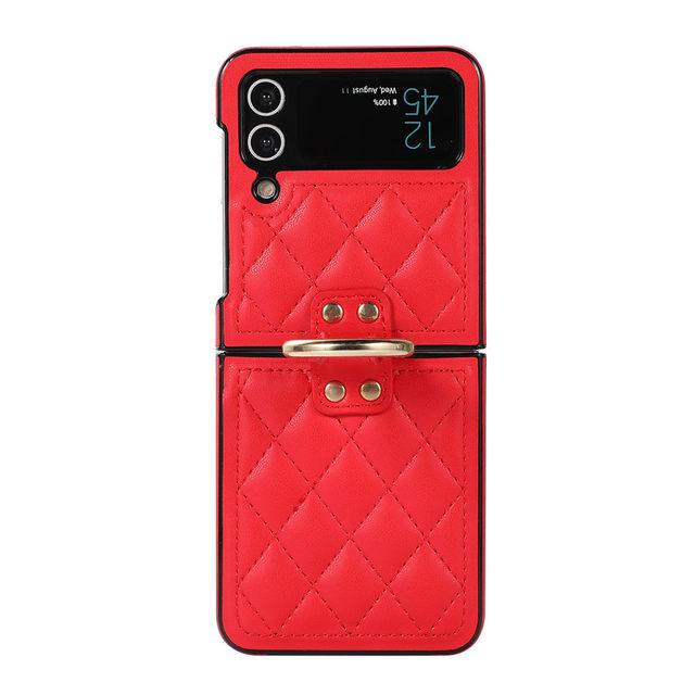 Модный кожаный чехол-держатель с крючком для пальца в сетку для Samsung Galaxy Z Flip 4 Zflip 3 5g противоударный складной чехол Fundas