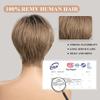 HAIRCUBE Парики спереди на шнуровке Ombre Коричневые человеческие волосы Remy Пепельно-коричневые волосы со стрижкой пикси с челкой Короткий прямой парик для женщин Боб Человеческий парик