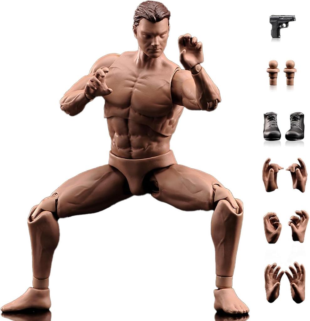 1/12 Scale Action Figure, 6-Inch Male Body Model, Muscular Male Body Model, Flexible Muscles, Miniature Action Figure Body Doll Collection