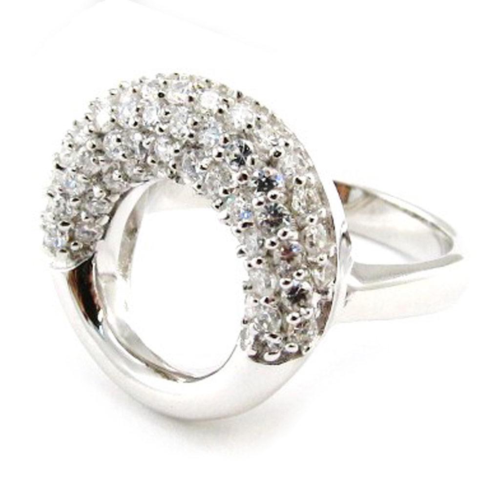 Серебряное кольцо 'Сисси' белое серебро (родий) - 17 мм