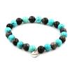 Stones and Minerals. Labradorite + Turquoise Beaded Bracelet 8 Mm. Made In France.