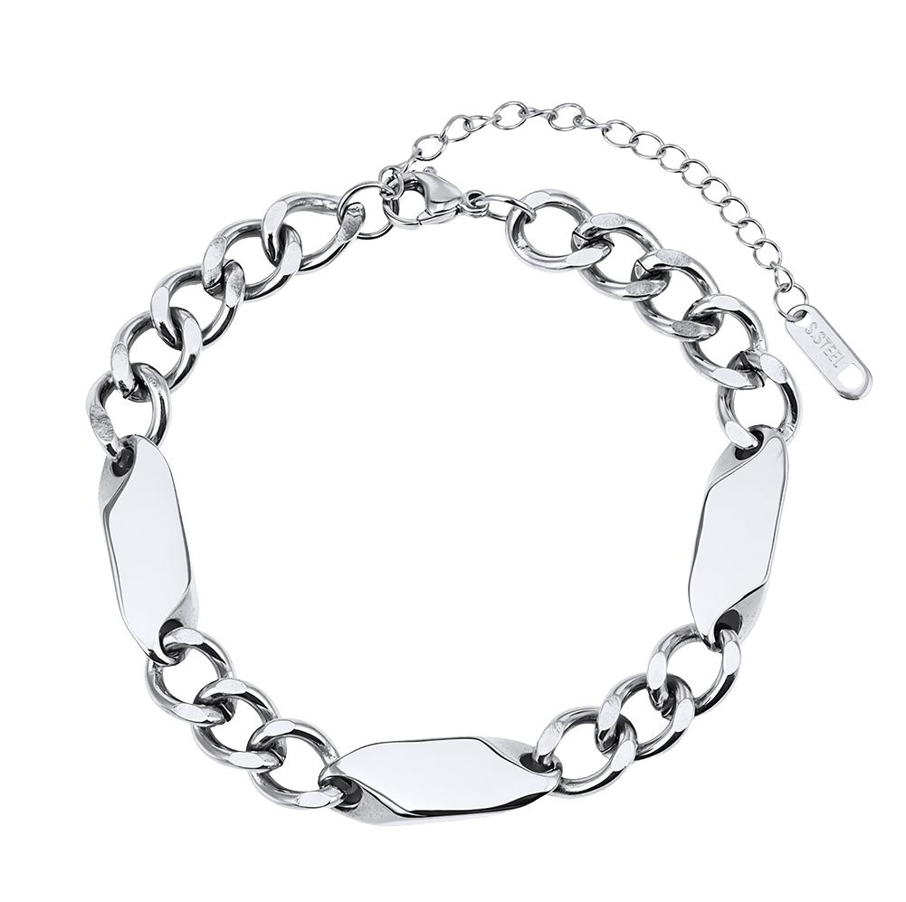 Oval Flat Plate Curb Chain Bracelet for Women Gold Plated 304 Stainless Steel Perfect Polished Handmade Wrist Jewelry