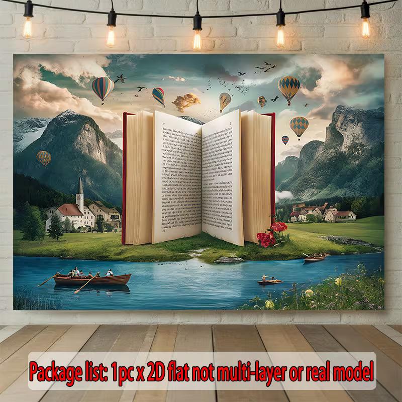 Волшебная Книга Гобелен, Ткань с Фэнтезийным Пейзажем для Фона, Декор Дома