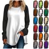 Женская повседневная футболка больших размеров с длинными рукавами и круглым вырезом с контрастной строчкой, верхний пуловер