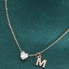 Fashion Zircon Heart Letter Initial Necklace for Women Sparkly Gold Color Chunky A-Z Pendant Neckalces Chain Custom Jewelry Gift