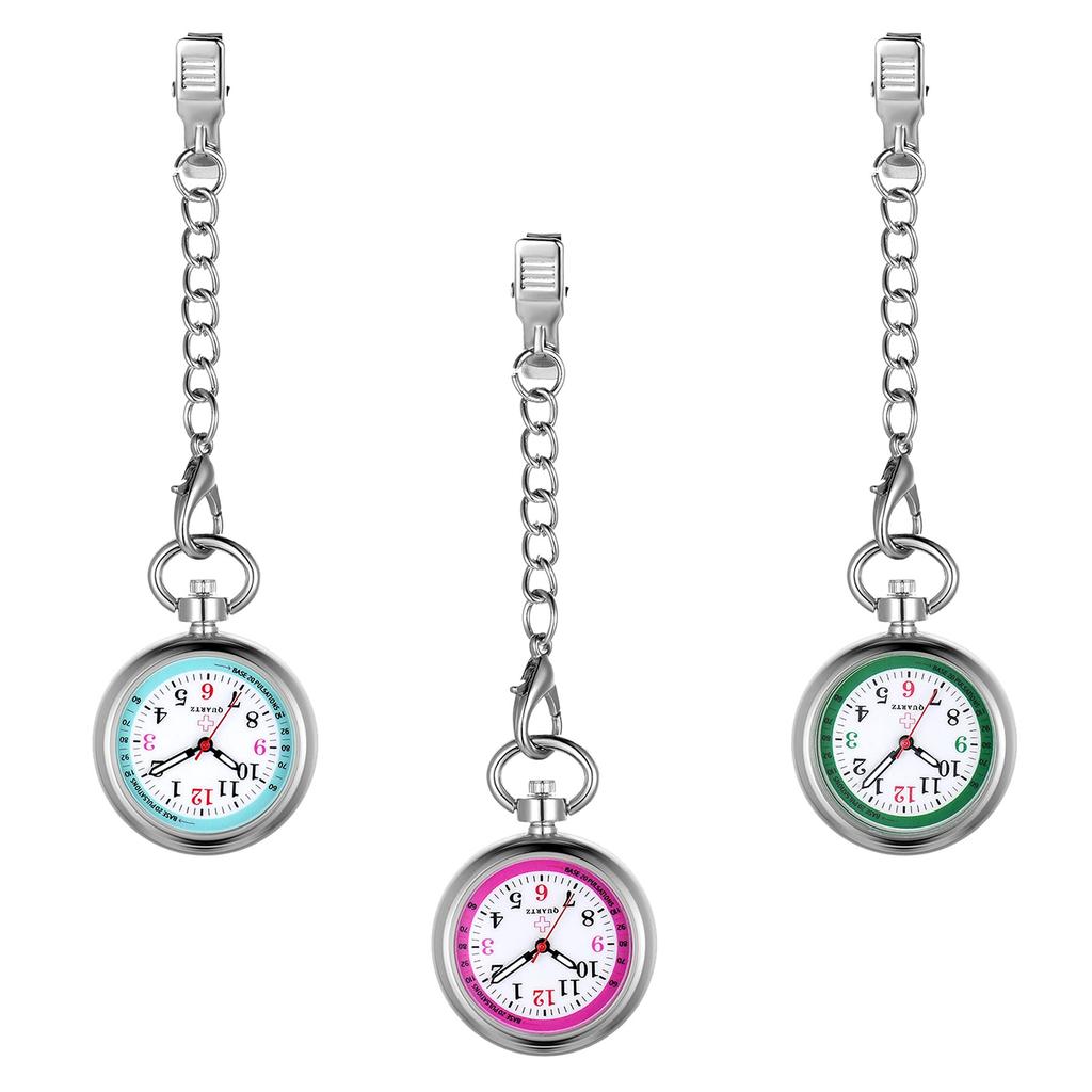 Lancardo Watch Nurse Short Chain Watch Analog Pocket Watch Clip Amazon Keychain Watch Waterproof Nurse Watch Pulse Measurement Scale Pocket Watch
