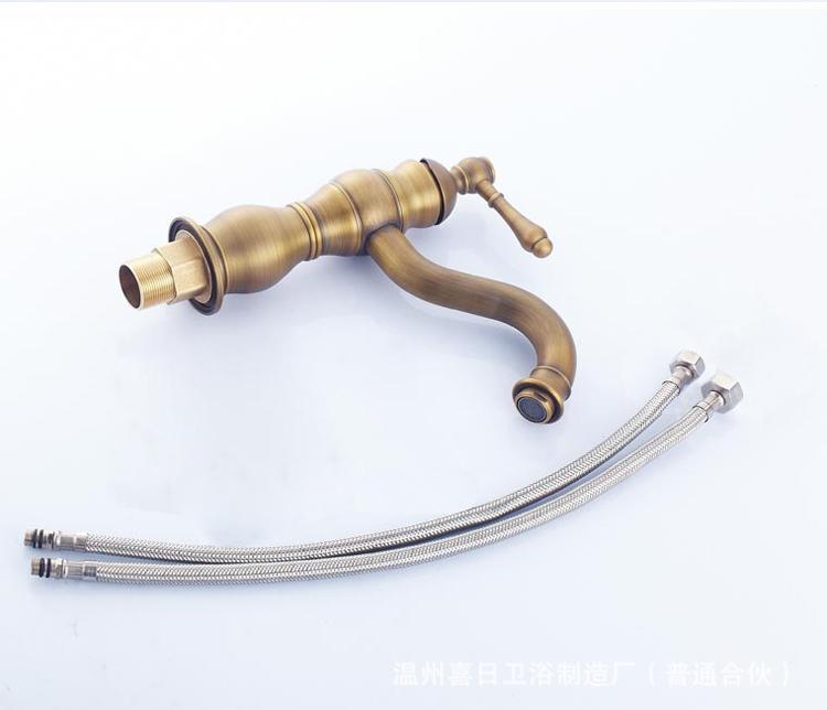 Antique Brass Basin Vessel Sink Faucet Deck Mounted Single Hole Cold Hot Water Mixer Tap Bathroom Basin Faucet Mixers Taps Black