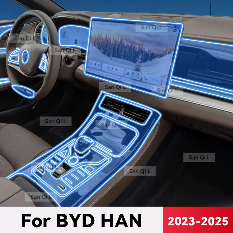 Transparent TPU For BYD HAN 2024 2025 Car Center Console Media Dashboard Navigation Anti-scratch Protector Interior Film