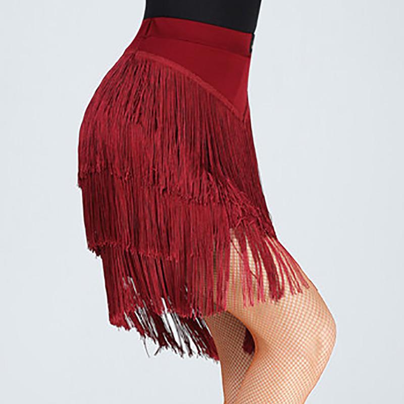 Женская юбка для латинских танцев, цельная юбка для бальных танцев, румба, самба, танцевальная одежда с кисточками для взрослых, женский тренировочный костюм чача