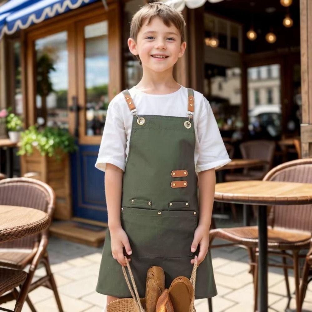Lightweight Children's Canvas Apron Minimalist Kids Chef Costume Kids Cooking Apron Baking