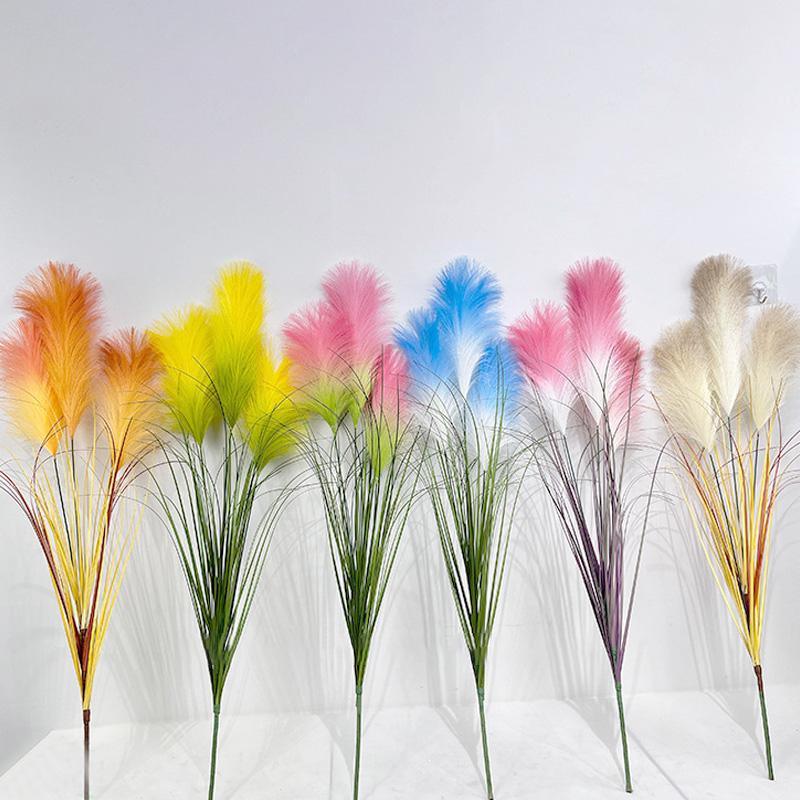 2 пучка шелковистой луговой травы 80 см, искусственные кустарники, всесезонное использование в помещении/на улице, большой букет тростника, декор для дома и сада, искусственные растения