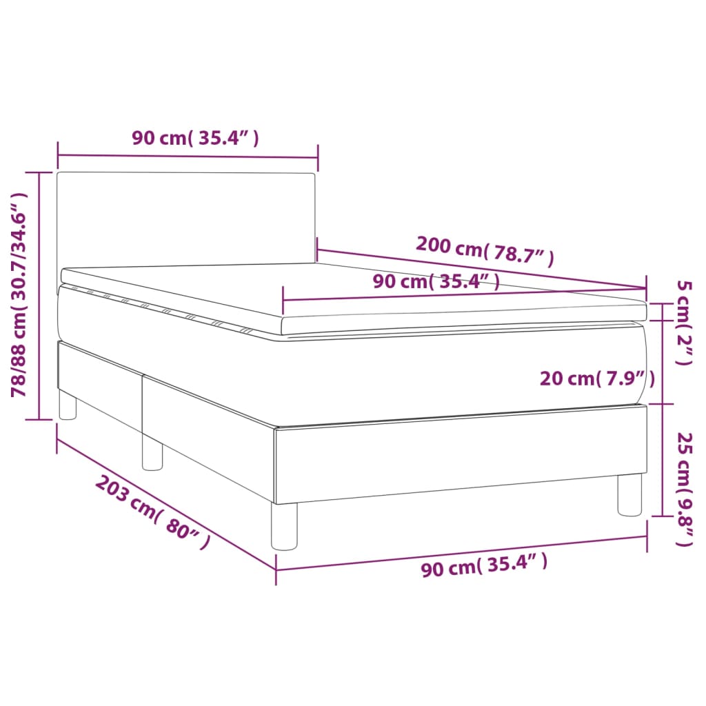 Vidaxl Łóżko Kontynentalne Z Materacem, Czarne, Ekoskóra 90X200 Cm