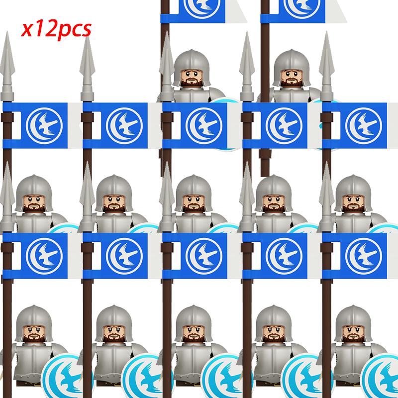 MOC Творческий Средневековый Игровой Долина Рыцари Аилин Стражники Фигурки Воин Бронированные Солдаты Армия Оружие Шлем Блоки Кирпичи Игрушки