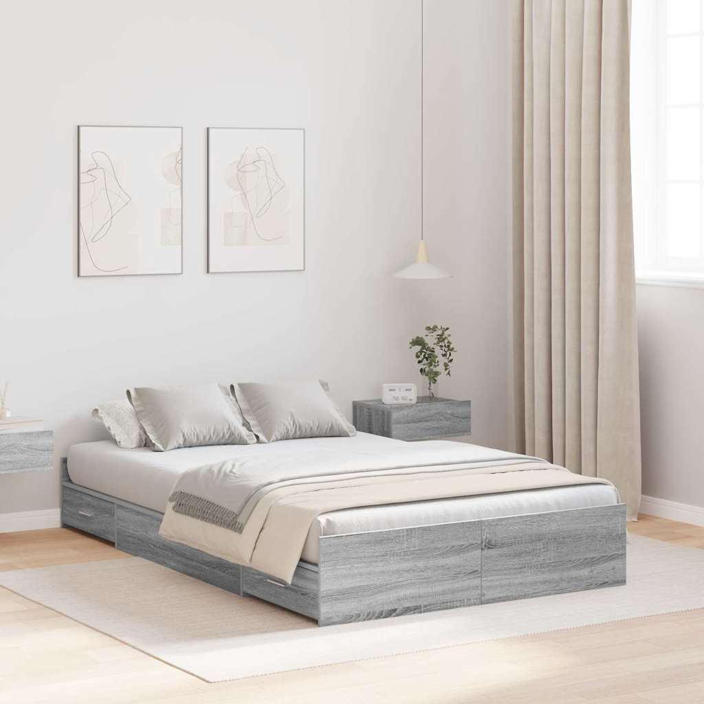 Storage Bed Frame Grey Sonoma 120 x 190 cm