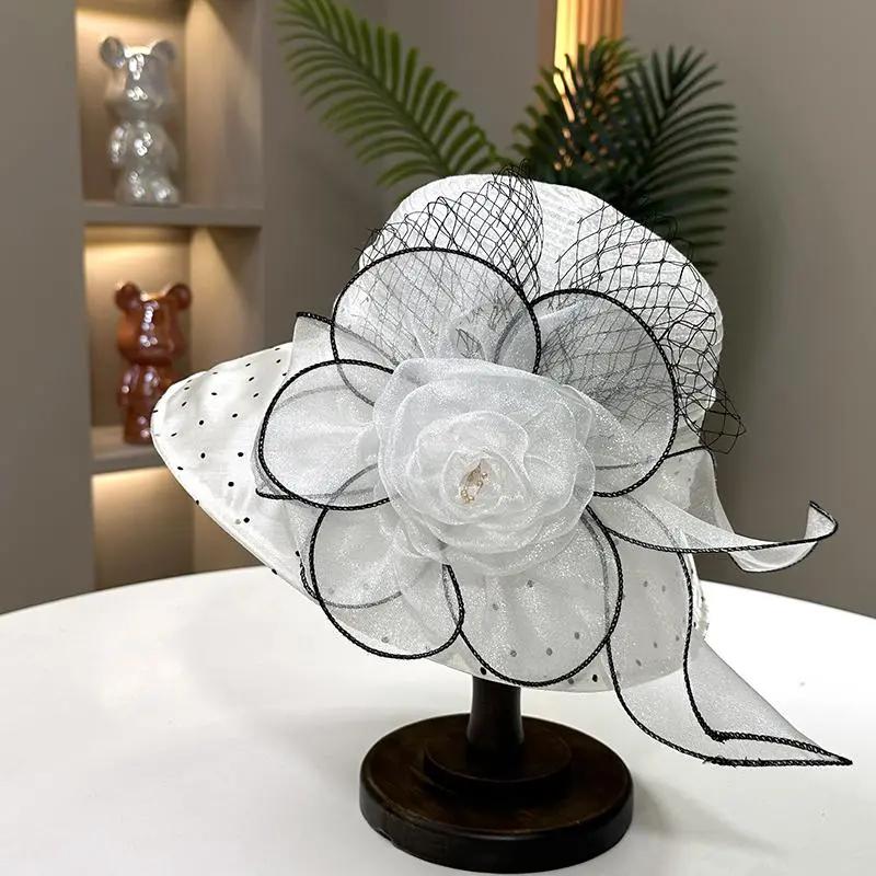 WTEMPO Элегантные сетчатые лоскутные однотонные повседневные универсальные шляпы женские летние большие поля складные солнцезащитные пляжные шляпы