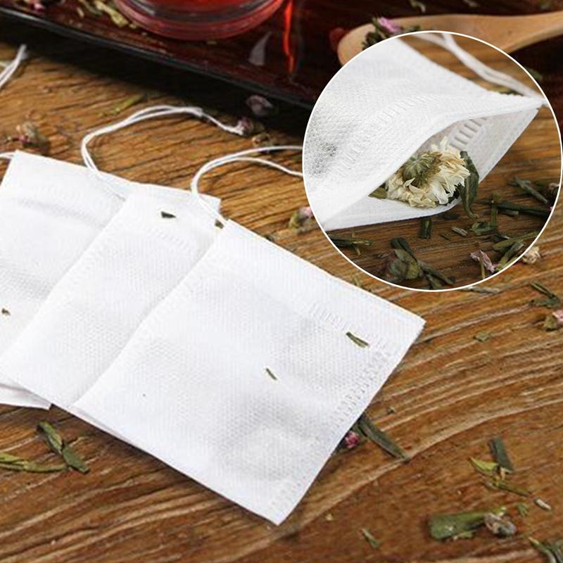 100 Pcs 5x7cm Disposable Empty Tea Bags Bags for Tea Bag with String Heal Seal Tea Infuser Non-woven Paper Filter Teabags