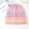 Gradually Change Mohair Knitted Hat Men's and Women's New Rainbow Wool Blended Warm Winter Knitted Hat Cold Hat
